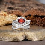 Vintage-Luxury Entwined 4-Prong Oval Cut Garnet Engagement Ring - Additional view