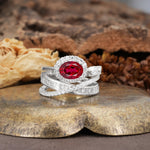 Vintage-Luxury Entwined 4-Prong Oval Cut Ruby Engagement Ring - Additional view