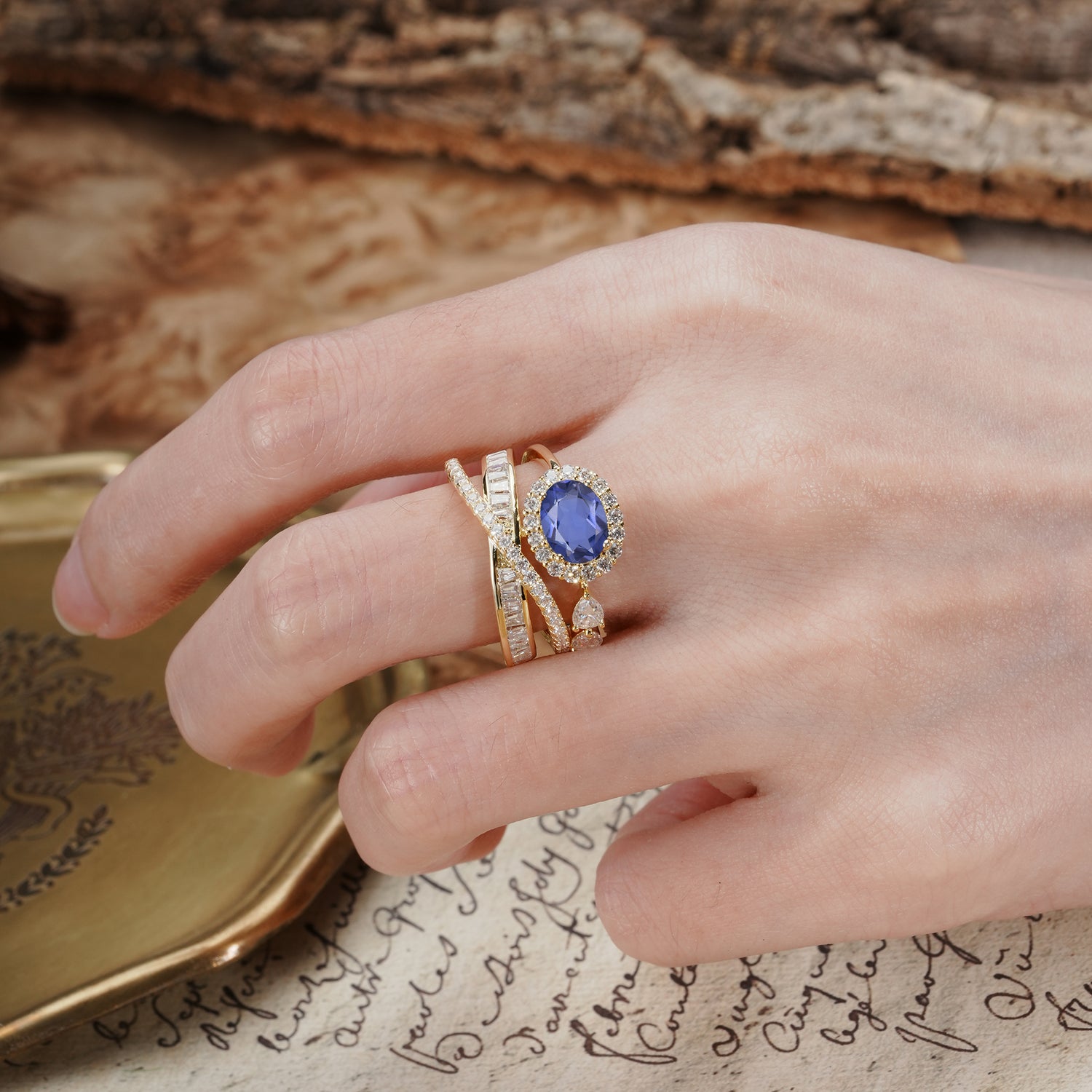 Vintage-Luxury Entwined 4-Prong Oval Cut Tanzanite Engagement Ring