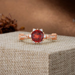 Unique, Classic, and Vintage Pavé 6-Prong Round Cut Garnet Engagement Ring - Additional view