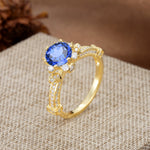 Unique, Classic, and Vintage Pavé 6-Prong Round Cut Sapphire Engagement Ring - Additional view