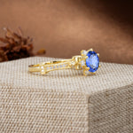 Unique, Classic, and Vintage Pavé 6-Prong Round Cut Sapphire Engagement Ring - Additional view