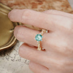 Unique, Classic, and Vintage Pavé 6-Prong Round Cut Moss Agate Engagement Ring - Additional view
