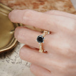 Unique, Classic, and Vintage Pavé 6-Prong Round Cut Black Onyx Engagement Ring - Additional view