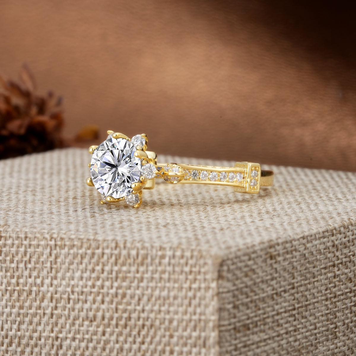 Unique, Classic, and Vintage Pavé 6-Prong Round Cut Lab Diamond Engagement Ring - Additional view