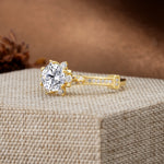 Unique, Classic, and Vintage Pavé 6-Prong Round Cut Lab Diamond Engagement Ring - Additional view