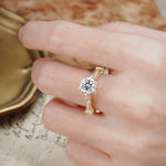 Unique, Classic, and Vintage Pavé 6-Prong Round Cut Lab Diamond Engagement Ring - Additional view