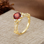 Unique, Classic, and Vintage Pavé 6-Prong Round Cut Garnet Engagement Ring - Additional view
