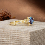 Unique, Classic, and Vintage Pavé 6-Prong Round Cut Alexandrite Engagement Ring - Additional view