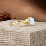 Unique, Classic, and Vintage Pavé 6-Prong Round Cut Moonstone Engagement Ring - Additional view