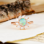 Nature-Inspired Classic Flower-Shaped 4-Prong Round Cut Fire Opal Engagement Ring - Additional view