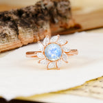 Nature-Inspired Classic Flower-Shaped 4-Prong Round Cut Moonstone Engagement Ring - Additional view