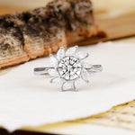 Nature-Inspired Classic Flower-Shaped 4-Prong Round Cut Lab Diamond Engagement Ring - Additional view