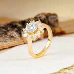 Nature-Inspired Classic Flower-Shaped 4-Prong Round Cut Moissanite Engagement Ring - Additional view