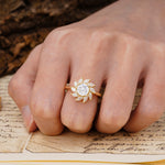 Nature-Inspired Classic Flower-Shaped 4-Prong Round Cut Moissanite Engagement Ring - Additional view