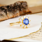 Nature-Inspired Classic Flower-Shaped 4-Prong Round Cut Sapphire Engagement Ring - Additional view