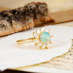 Nature-Inspired Classic Flower-Shaped 4-Prong Round Cut Fire Opal Engagement Ring - Additional view