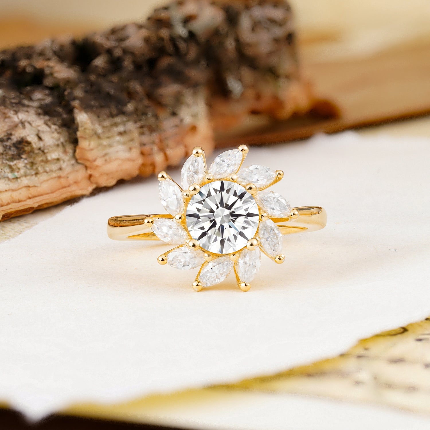 Nature-Inspired Classic Flower-Shaped 4-Prong Round Cut Lab Diamond Engagement Ring