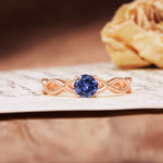 Classic, Minimalist, Twisted 4-Prong Round Cut Tanzanite Engagement Ring - Additional view