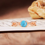 Classic, Minimalist, Twisted 4-Prong Round Cut Turquoise Engagement Ring - Additional view