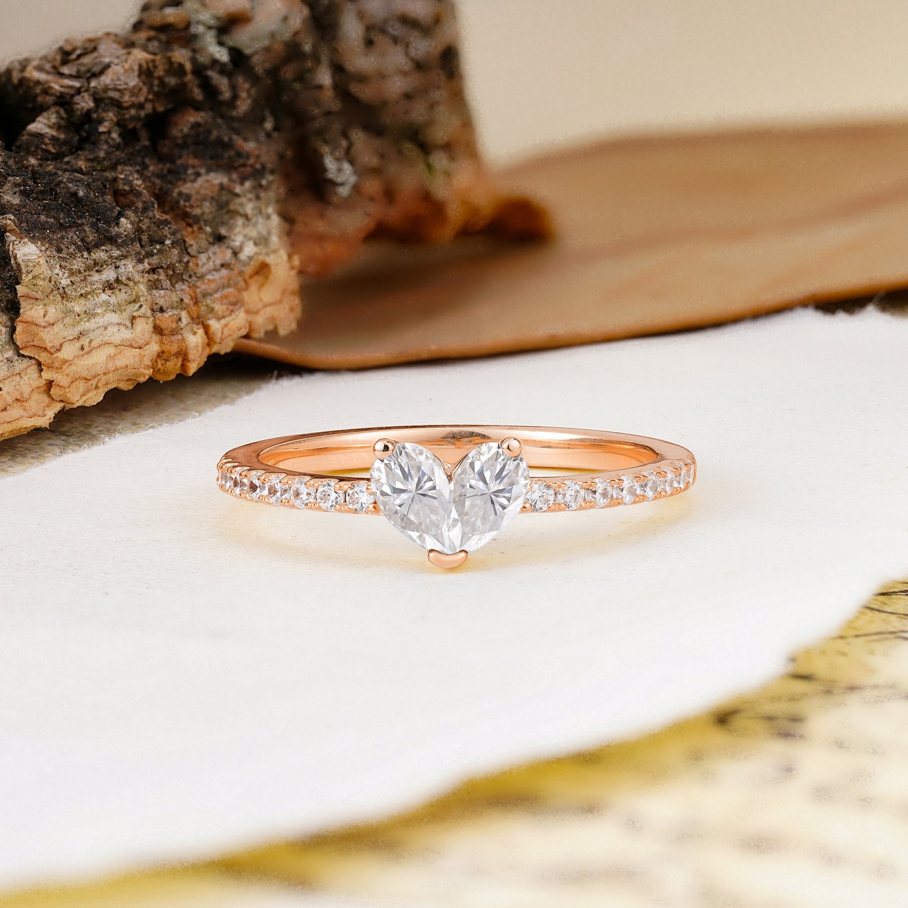 Unique Classic 3-Prong Heart Cut Moissanite Engagement Ring - Additional view