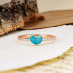 Unique Classic 3-Prong Heart Cut Turquoise Engagement Ring - Additional view