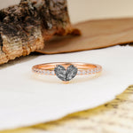 Unique Classic 3-Prong Heart Cut Black Rutilated Quartz Engagement Ring - Additional view