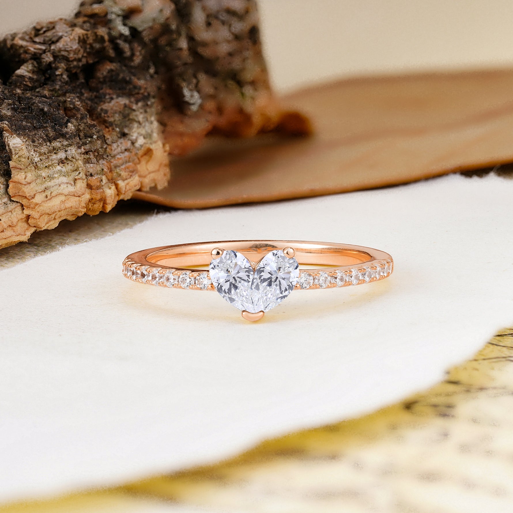Unique Classic 3-Prong Heart Cut Lab Diamond Engagement Ring - Additional view