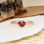 Unique Classic 3-Prong Heart Cut Garnet Engagement Ring - Additional view