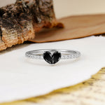 Unique Classic 3-Prong Heart Cut Black Onyx Engagement Ring - Additional view