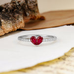 Unique Classic 3-Prong Heart Cut Ruby Engagement Ring - Additional view