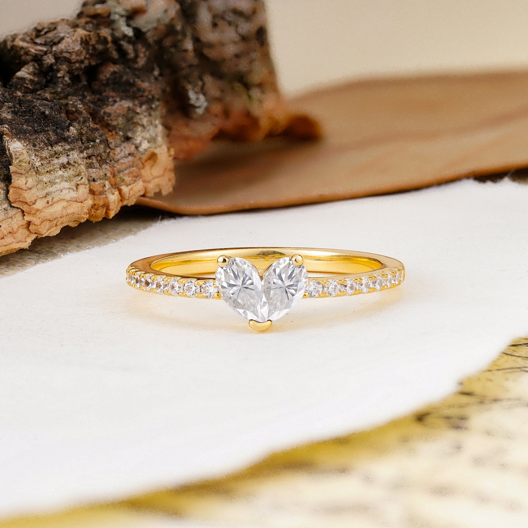 Unique Classic 3-Prong Heart Cut Moissanite Engagement Ring - Additional view