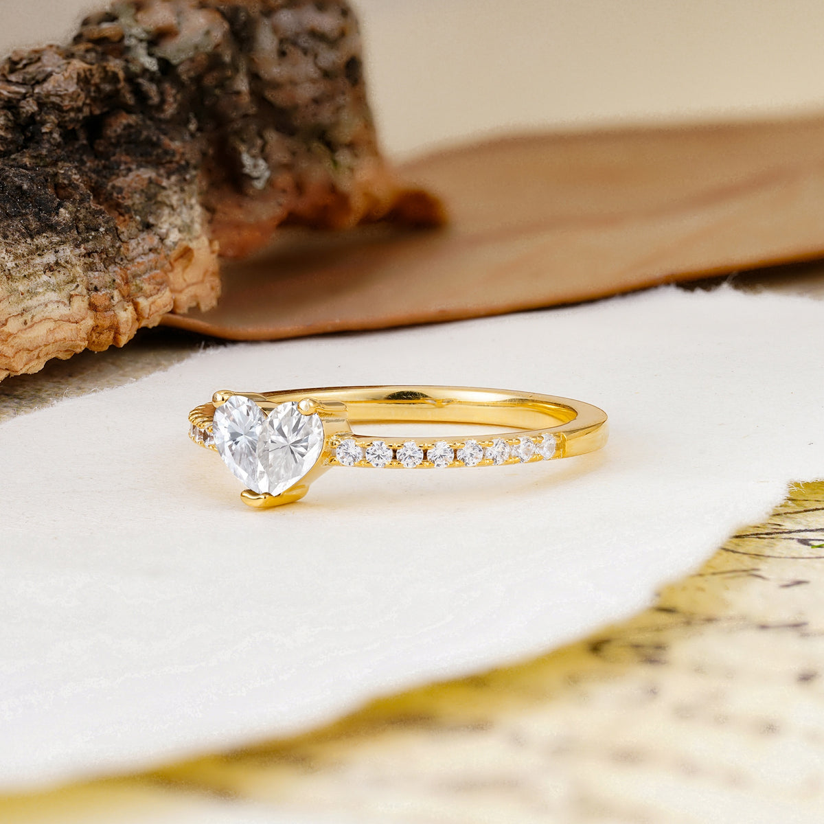 Unique Classic 3-Prong Heart Cut Moissanite Engagement Ring - Additional view