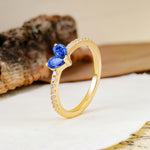 Unique Classic 3-Prong Heart Cut Sapphire Engagement Ring - Additional view