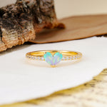 Unique Classic 3-Prong Heart Cut Fire Opal Engagement Ring - Additional view
