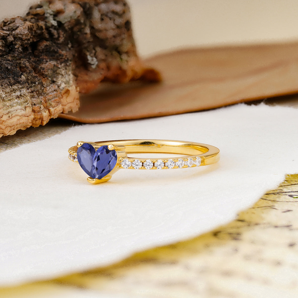 Unique Classic 3-Prong Heart Cut Tanzanite Engagement Ring - Additional view