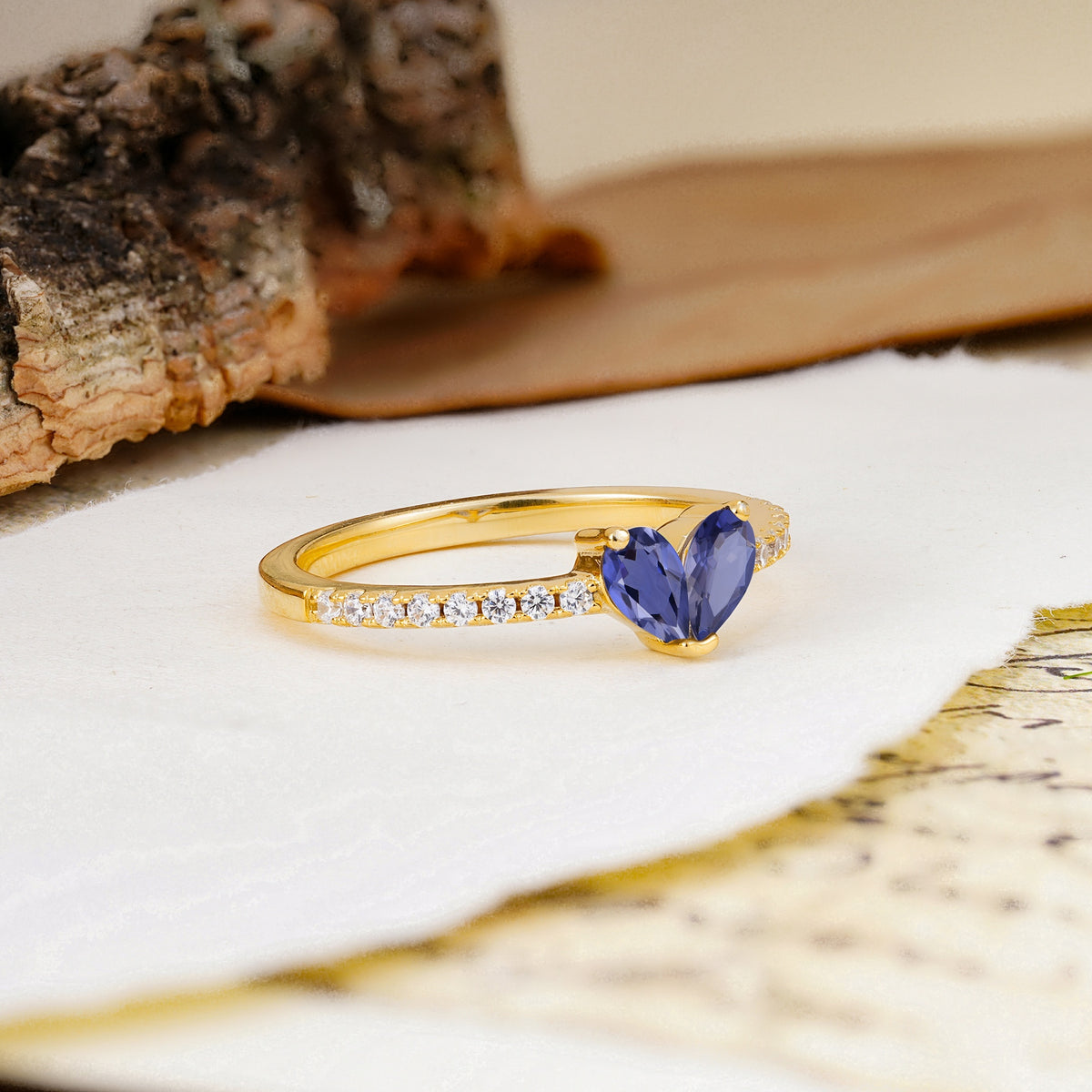 Unique Classic 3-Prong Heart Cut Tanzanite Engagement Ring - Additional view