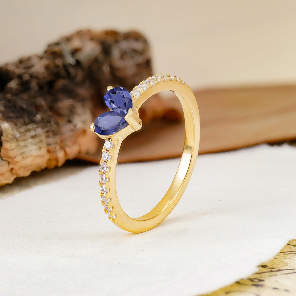 Unique Classic 3-Prong Heart Cut Tanzanite Engagement Ring - Additional view
