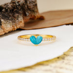 Unique Classic 3-Prong Heart Cut Turquoise Engagement Ring - Additional view