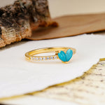 Unique Classic 3-Prong Heart Cut Turquoise Engagement Ring - Additional view