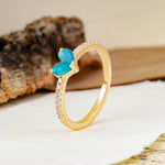 Unique Classic 3-Prong Heart Cut Turquoise Engagement Ring - Additional view