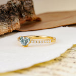 Unique Classic 3-Prong Heart Cut Moss Agate Engagement Ring - Additional view