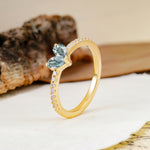 Unique Classic 3-Prong Heart Cut Moss Agate Engagement Ring - Additional view