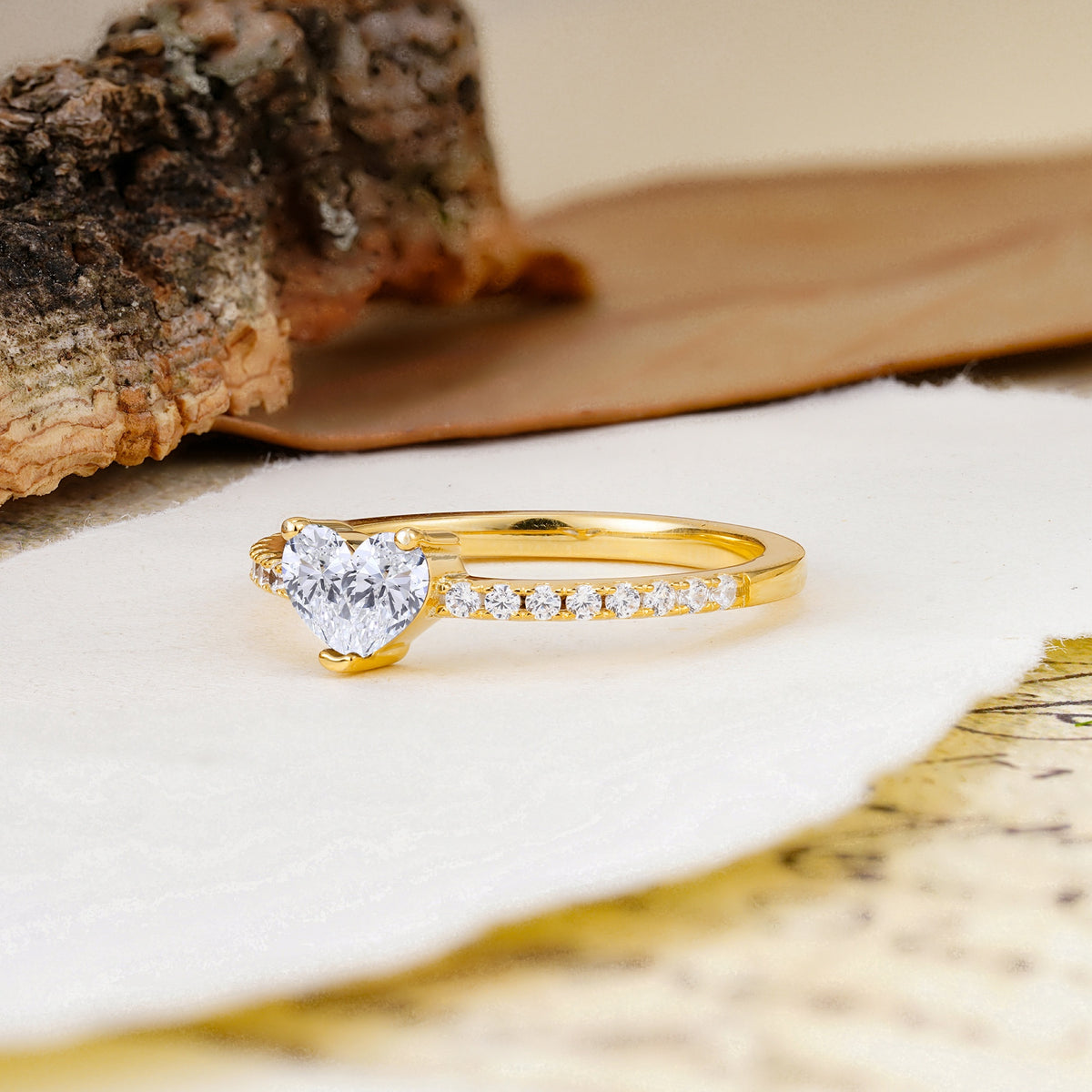 Unique Classic 3-Prong Heart Cut Lab Diamond Engagement Ring - Additional view