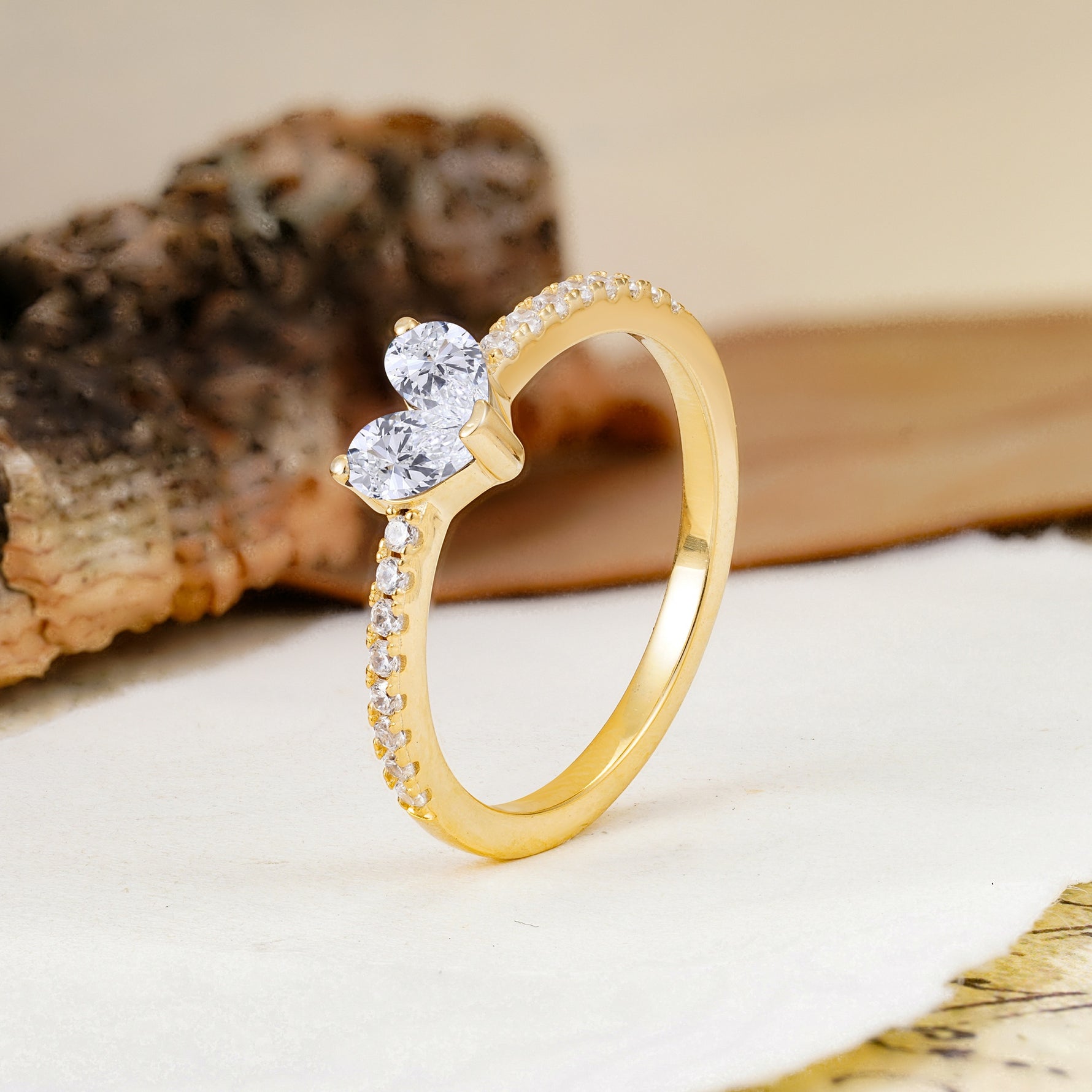 Unique Classic 3-Prong Heart Cut Lab Diamond Engagement Ring - Additional view