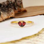 Unique Classic 3-Prong Heart Cut Garnet Engagement Ring - Additional view