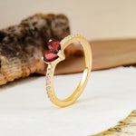 Unique Classic 3-Prong Heart Cut Garnet Engagement Ring - Additional view