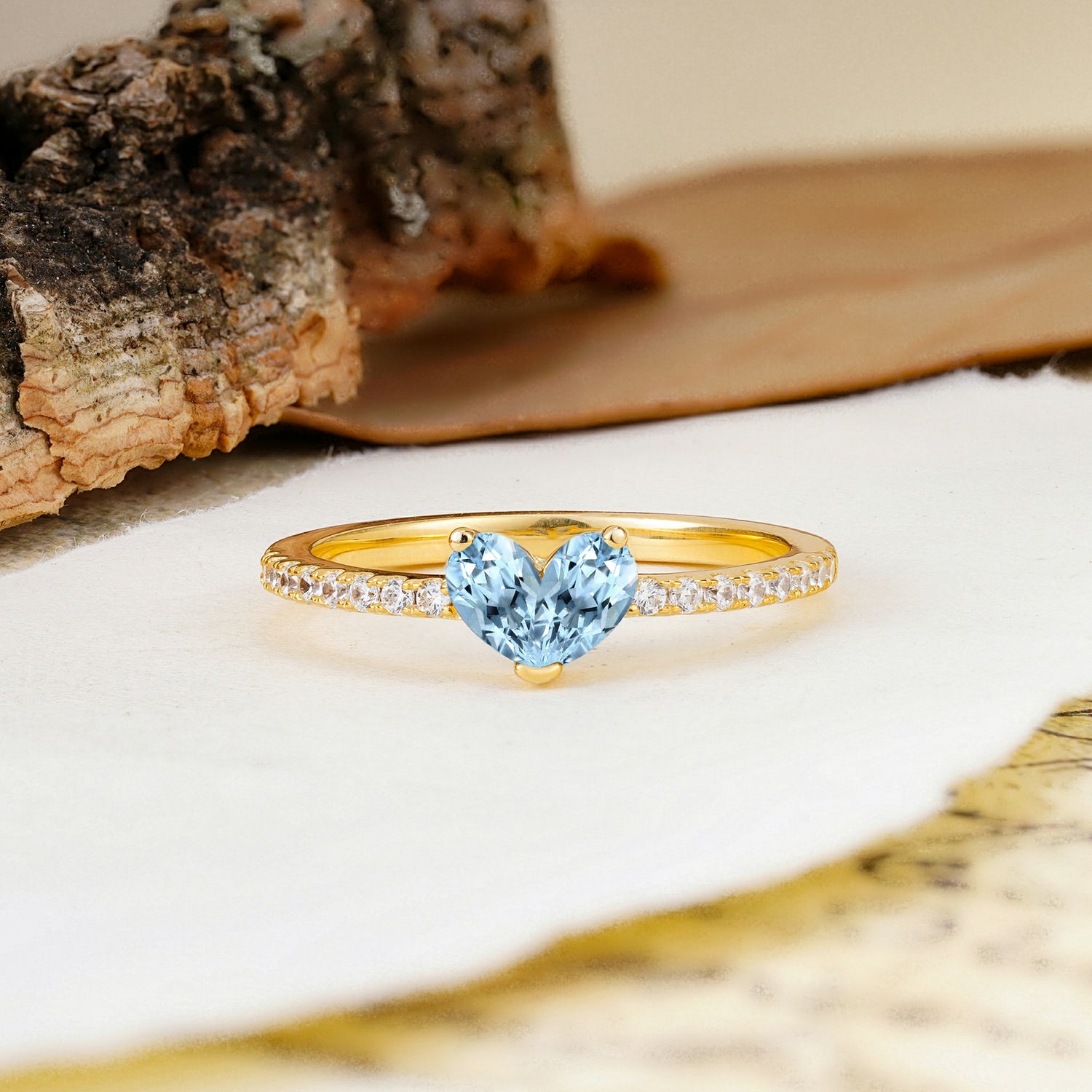 Unique Classic 3-Prong Heart Cut Aquamarine Engagement Ring