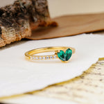 Unique Classic 3-Prong Heart Cut Emerald Engagement Ring - Additional view