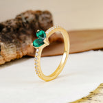 Unique Classic 3-Prong Heart Cut Emerald Engagement Ring - Additional view